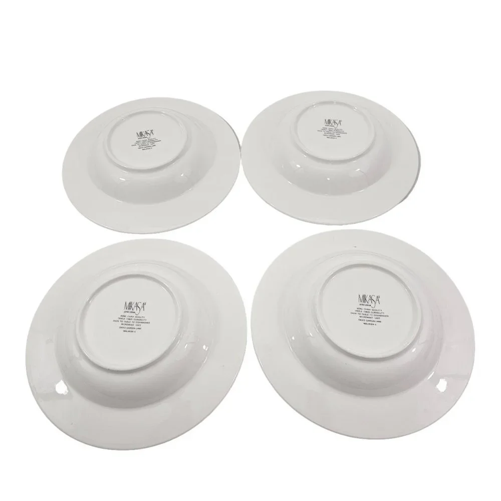 Mikasa Ultra Cream DX012 Garden Lane Vegetable Rim 9.25” Soup Salad Bowls - 4 PC